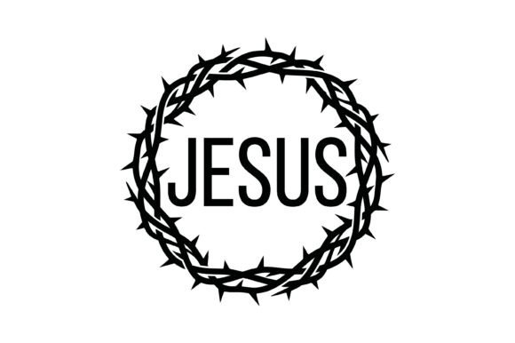 Jesus Crown Thorns Circle Badge: T-Shirt Graphics & Crafting